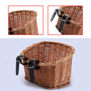 Handmade Wicker Bicycle Front Basket with Leather Straps Rattan Handlebar Bag