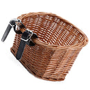 Handmade Wicker Bicycle Front Basket with Leather Straps Rattan Handlebar Bag
