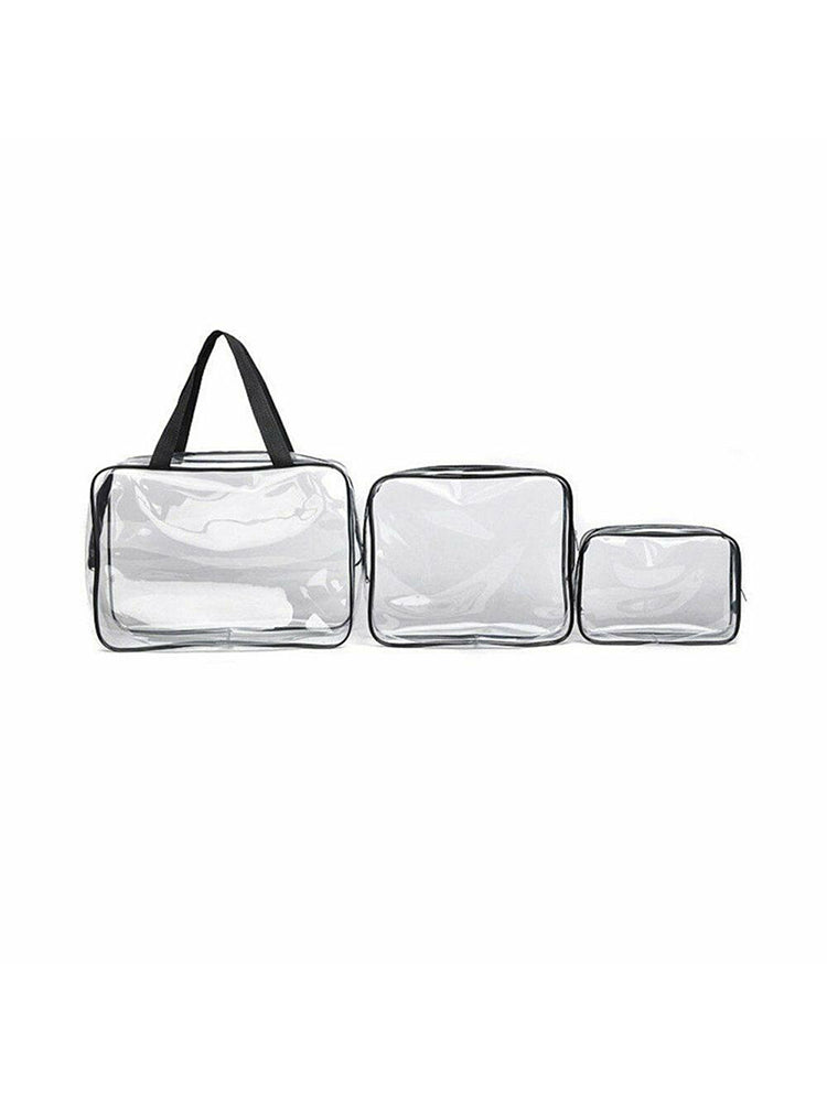 3pcs Portable Travel Cosmetic Make Up Case Transparent PVC Toiletry Storage Bag