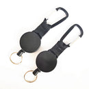 Heavy Duty Retractable Key Chain Carabiner Metal Pull Ring Reel Steel Cord