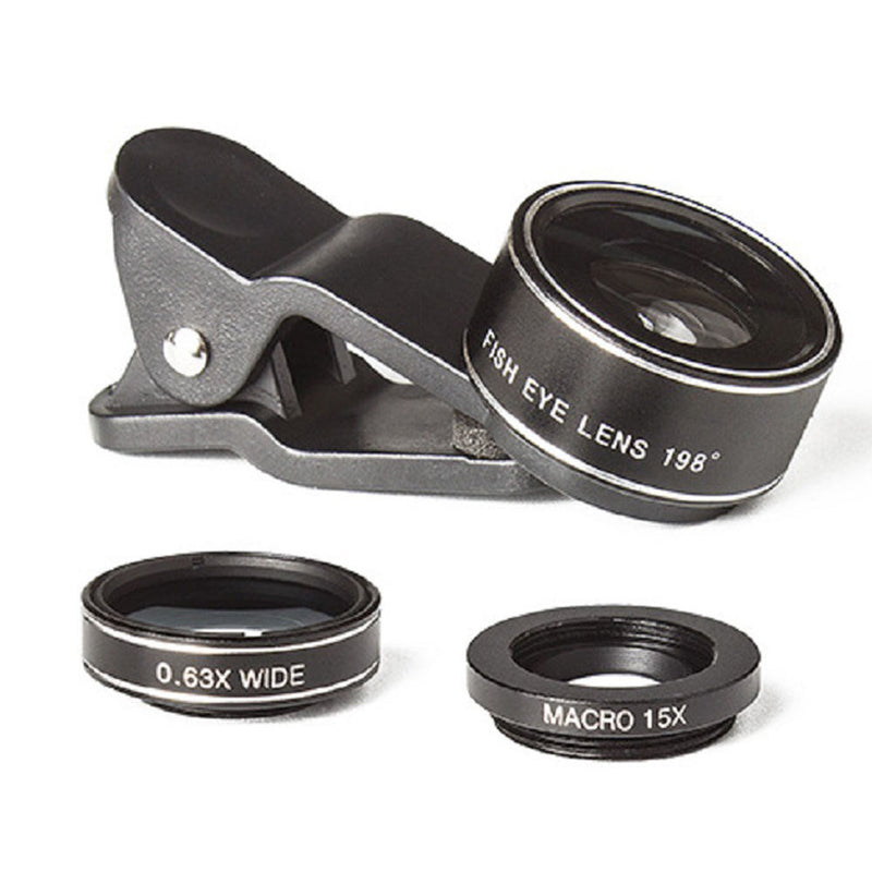 3in1 HD Phone Camera Lens Telescope Fisheye Wide Macro Lens for Phone