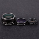 3in1 HD Phone Camera Lens Telescope Fisheye Wide Macro Lens for Phone