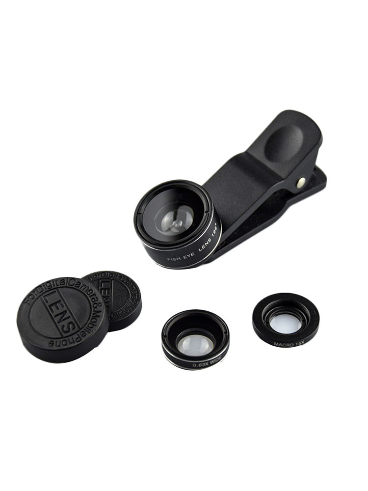 3in1 HD Phone Camera Lens Telescope Fisheye Wide Macro Lens for Phone