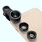 3in1 HD Phone Camera Lens Telescope Fisheye Wide Macro Lens for Phone