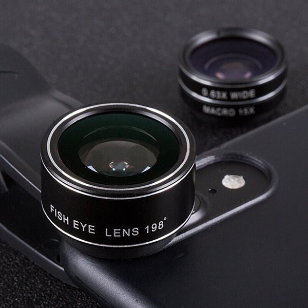 3 in 1 Wide Angle Micro Fish Eye Clip On Universal Cell Phone Camera Lens New