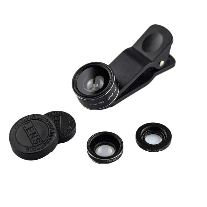 3in1 HD Phone Camera Lens Telescope Fisheye Wide Macro Lens for Phone