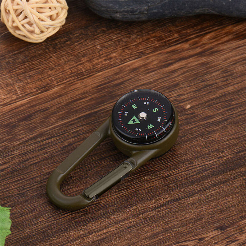 3 in 1 Compass Thermometer Outdoor Hiking Survival Carabiner Key Ring