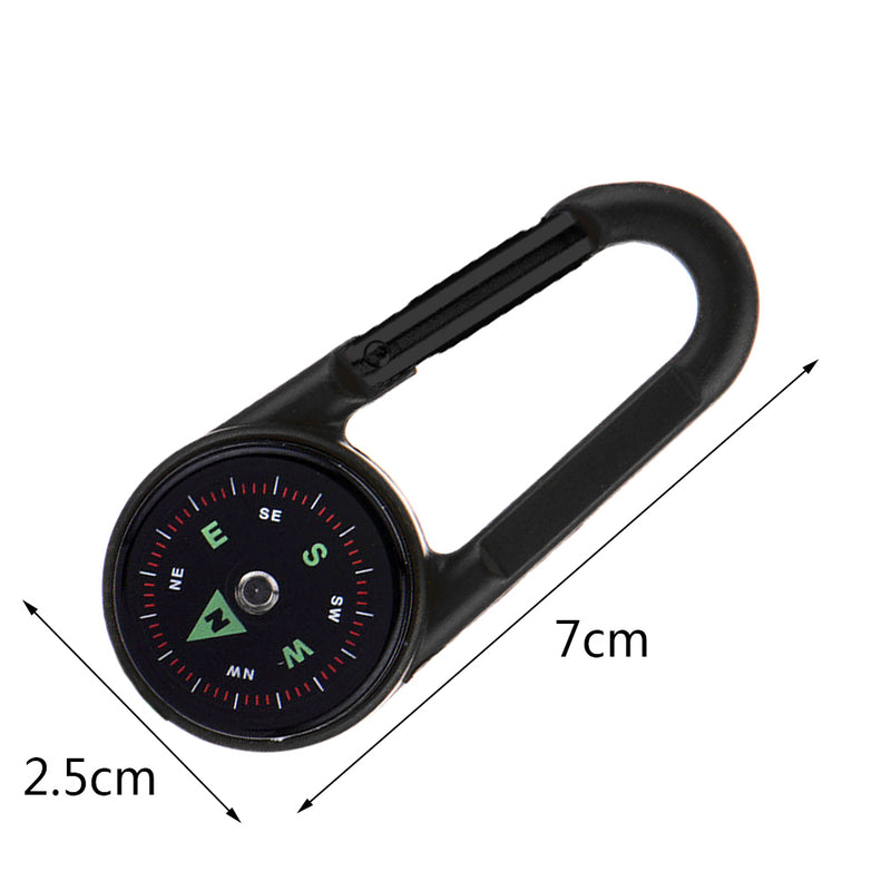 3 in 1 Compass Thermometer Outdoor Hiking Survival Carabiner Key Ring
