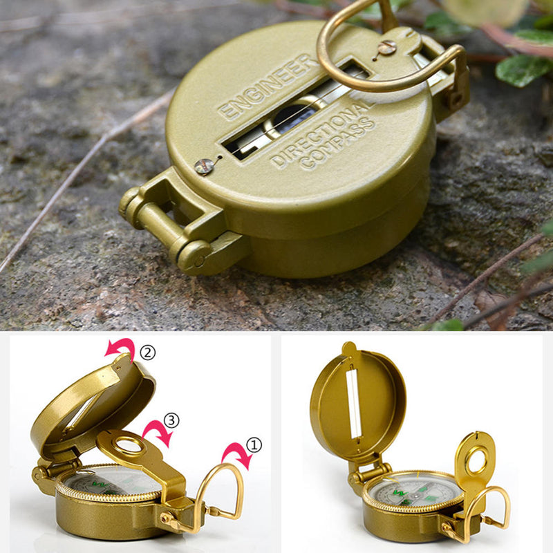 1 pc Compasses Folding Lens Compass Portable Multifunction Compass Yellow New