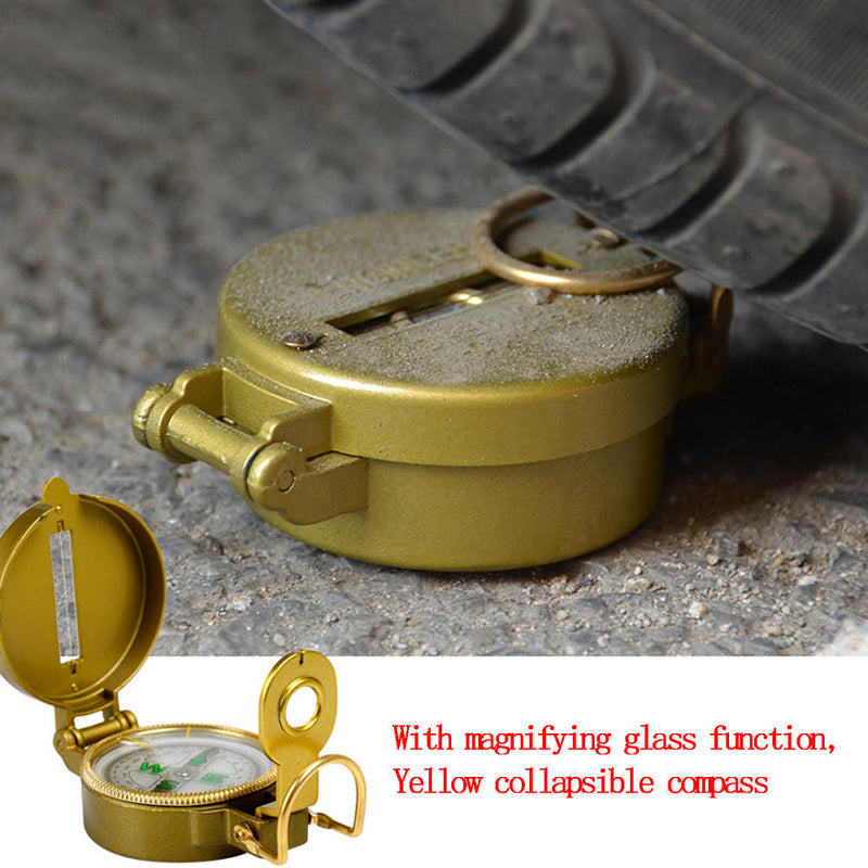 1 pc Compasses Folding Lens Compass Portable Multifunction Compass Yellow New
