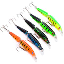 5pcs Double Section Bionic Fishing Lure Crank Bait Tackle Bass Hook