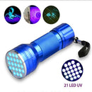 21 LED UV Ultra Violet light Flashlight Torch Inspection Light Outdoor Blue