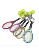 6pcs Mini Tennis Ball Racket Charm Pendant Keyring Key Chain for Sports Fans