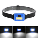 2Pcs Mini Headlamp Flashlight Bright COB LED Head Torch 3-Mode for Outdoor