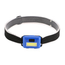 Outdoor Mini Headlamp COB LED Headlight 3-Mode Battery Powered 2Pcs Black + Blue