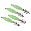 4Pcs Luminous Green Squid Jig Hook Fishing Lure for Freshwater and Saltwater
