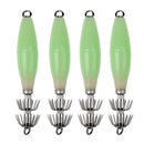 4Pcs Luminous Green Squid Jig Hook Fishing Lure for Freshwater and Saltwater
