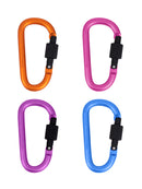 4x Aluminum Carabiner D-Shape Key Chain Clip Outdoor Climbing Buckle Lock Hook