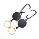 2pcs  Retractable Key Chain Pull Reel With 65cm Zinc Alloy Rope Carabiner
