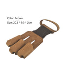 Protective 3 Finger Leather Gloves Hunting Shoot Archery Arrow Arm Guard Gear