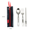 Outdoor Camping Spoon Chopsticks Fork Set Stainless Steel with Storage Pouch