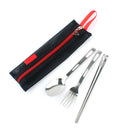 Outdoor Camping Spoon Chopsticks Fork Set Stainless Steel with Storage Pouch