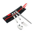 Portable Outdoor Tableware 3Pcs/Set Chopsticks Fork Spoon with Pouch for Camping