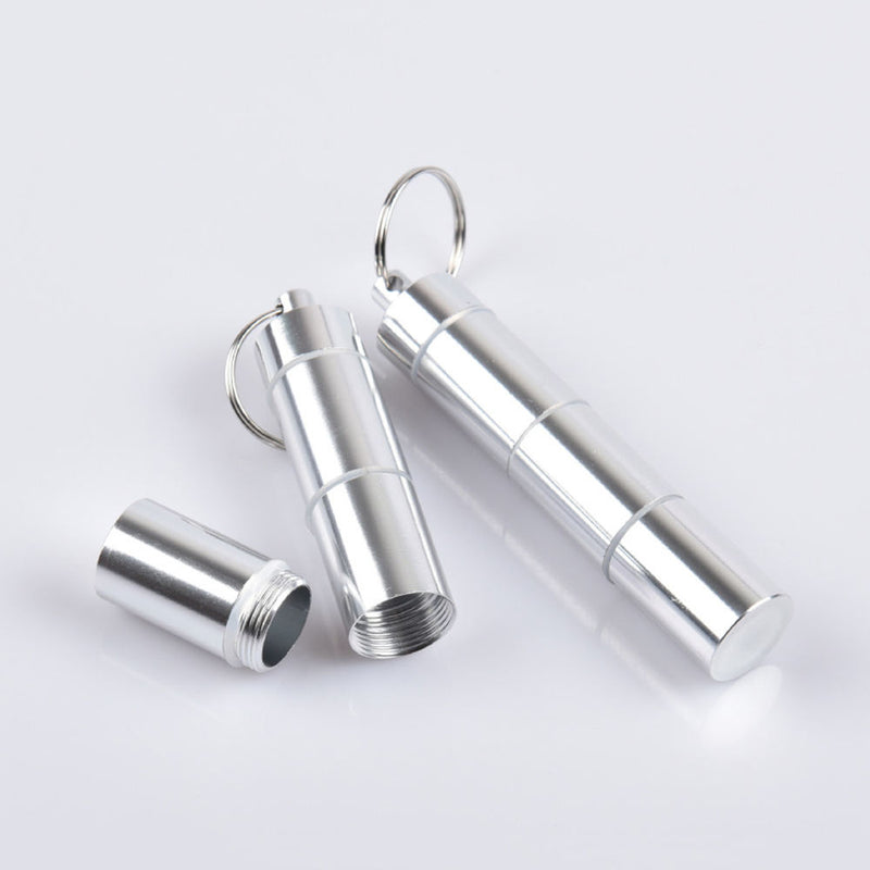 4Pcs Portable Alloy Pill Box Portable Keychain Pill Case Waterproof Medicine Jar