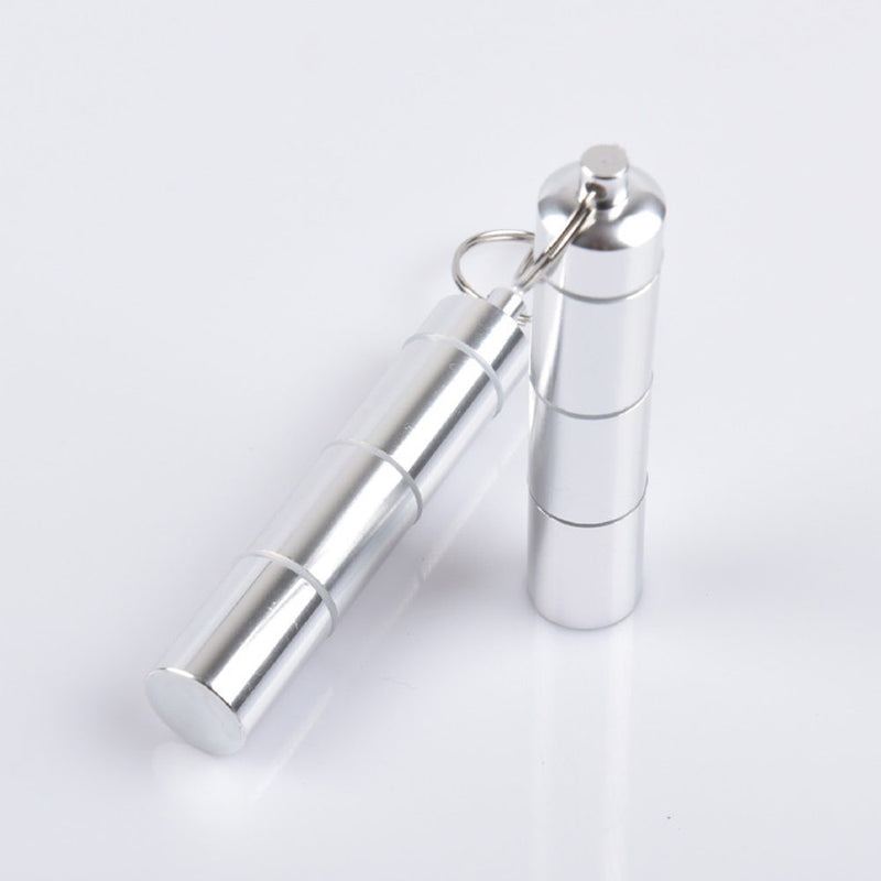 4Pcs Portable Alloy Pill Box Portable Keychain Pill Case Waterproof Medicine Jar