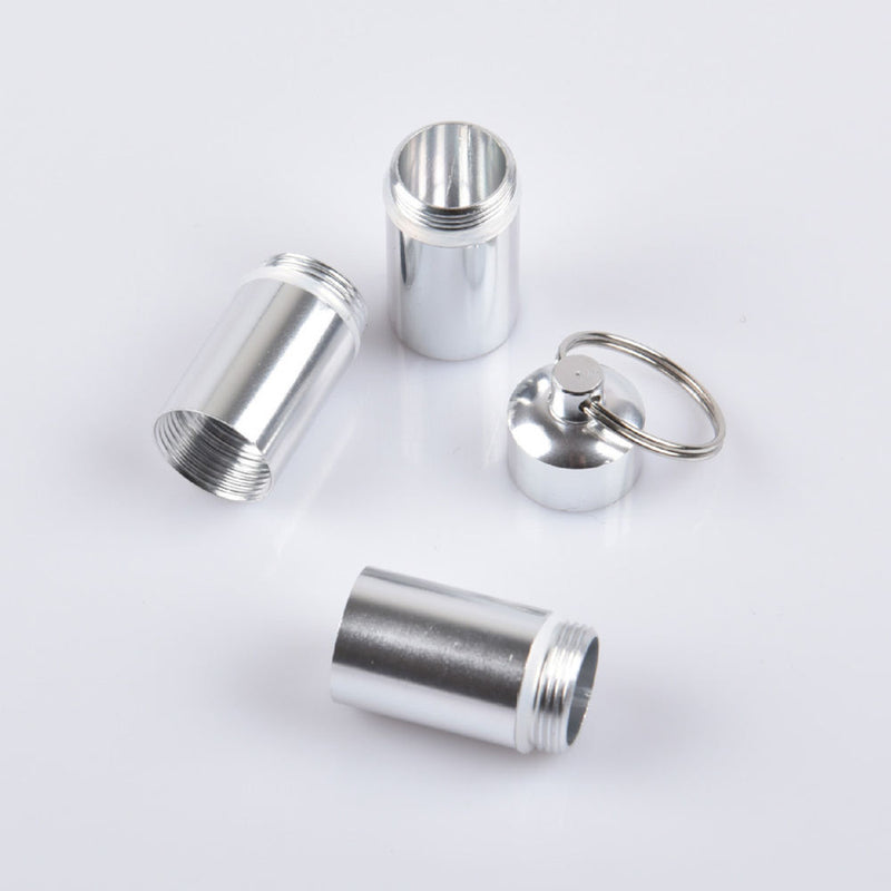4pcs Waterproof Metal Medicine Pill Box Case Bottle Holder Container Keychain