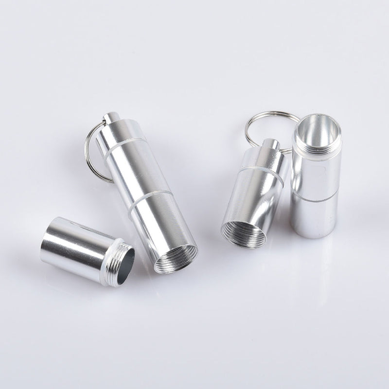 4pcs Waterproof Metal Medicine Pill Box Case Bottle Holder Container Keychain
