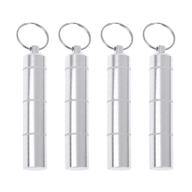 4x Aluminum Alloy Pill Storage Case Bottle Holder Keychain Box Capsule Container