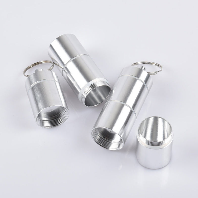 4Pcs Alloy Pill Box Portable Keychain Pill Case Waterproof Pill Holder Container