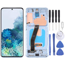 Original Dynamic AMOLED Material LCD Screen and Digitizer Full Assembly with Frame for Samsung Galaxy S20 SM-G980(Blue)