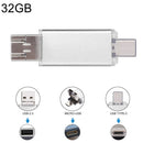 32GB 3 in 1 USB-C / Type-C + USB 2.0 + OTG Flash Disk, For Type-C Smartphones & PC Computer (Silver)