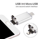 32GB 3 in 1 USB-C / Type-C + USB 2.0 + OTG Flash Disk, For Type-C Smartphones & PC Computer (Silver)