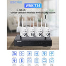 ESCAM WNK714 3.0 Million Pixels 4-channel HD Dome Camera NVR Wireless Monitoring Kit, UK Plug
