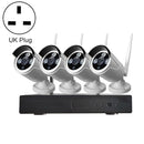 K8204-PE5322-S3 4CH 3.0 Million Pixels HD Wireless Camera NVR Kit, UK Plug