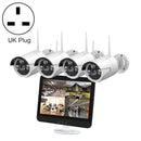 K8204-PE5322-S3 4CH 3.0 Million Pixels HD Wireless Camera NVR Kit with 12.5 inch Screen, UK Plug