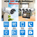 K8204-PE5322-S3 4CH 3.0 Million Pixels HD Wireless Camera NVR Kit with 12.5 inch Screen, EU Plug
