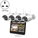 K8204-PE5322-S3 4CH 5.0 Million Pixels HD Wireless Camera NVR Kit with 12.5 inch Screen, UK Plug