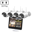 K8204-PE5322-S3 4CH 5.0 Million Pixels HD Wireless Camera NVR Kit with 12.5 inch Screen, US Plug