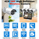 K8204-PE5322-S3 4CH 5.0 Million Pixels HD Wireless Camera NVR Kit with 12.5 inch Screen, US Plug