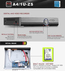 COTIER A41U-ZS 5 in 1 4 Channel Dual Stream H.264 1080N AHD DVR, Support AHD / TVI / CVI / CVBS / IP Signal(Black)