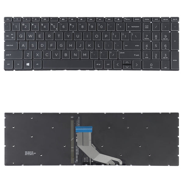 US Version Keyboard with Keyboard Backlight for HP 15-DA 15-DA0002DX 15-DA0008CA 15-DB 15-DB0003CA TPN-C135 TPN-C136 (Black)