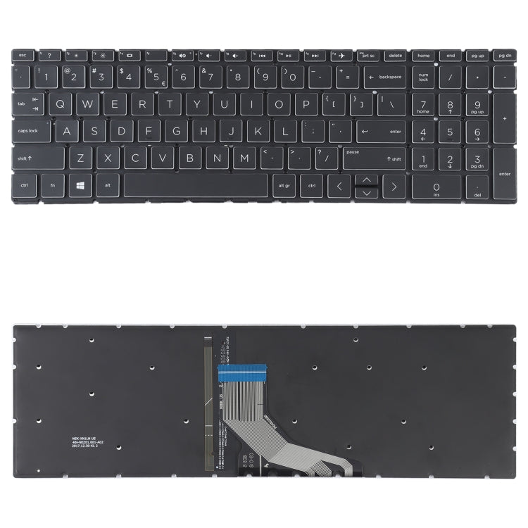 US Version Keyboard with Keyboard Backlight for HP 15-DA 15-DA0002DX 15-DA0008CA 15-DB 15-DB0003CA TPN-C135 TPN-C136 (Black)
