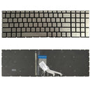 US Version Keyboard with Keyboard Backlight for HP 15-DA 15-DA0002DX 15-DA0008CA 15-DB 15-DB0003CA TPN-C135 TPN-C136 (Silver)