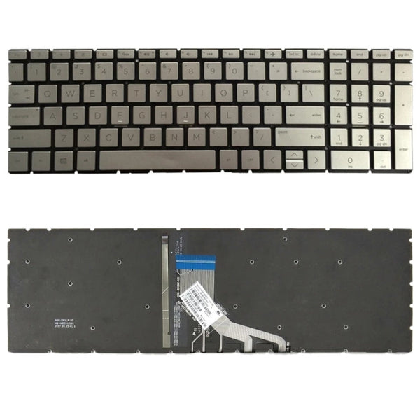 US Version Keyboard with Keyboard Backlight for HP 15-DA 15-DA0002DX 15-DA0008CA 15-DB 15-DB0003CA TPN-C135 TPN-C136 (Silver)