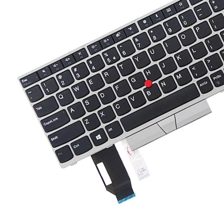 US Version Keyboard for Lenovo Thinkpad E580 E585 E590 E595 T590 P53S L580 L590 P52 P72 P53 P73 (Silver)