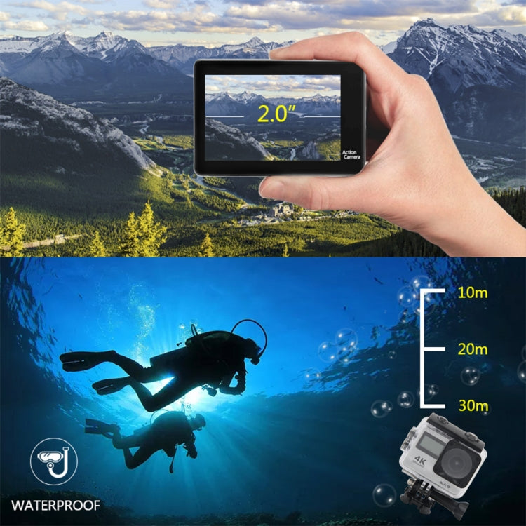 S300 HD 4K WiFi 12.0MP Sport Camera with Remote Control & 30m Waterproof Case, 2.0 inch LTPS Touch Screen + 0.66 inch Front Display, Generalplus 4248, 170 Degree A Wide Angle Lens(Silver)